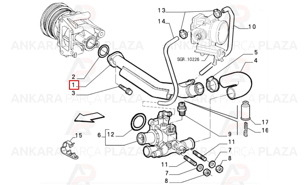 Fiat Marea 97 - 07 Devirdaim Borusu 1.6Cc Soğutma Borusu 46516955