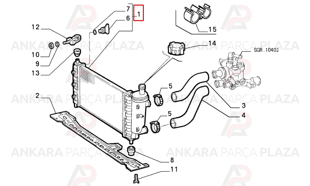 Su Radyatörü 480X414 Fiat : Brava, Bravo, Marea 1.6 16V 1996 - 2001