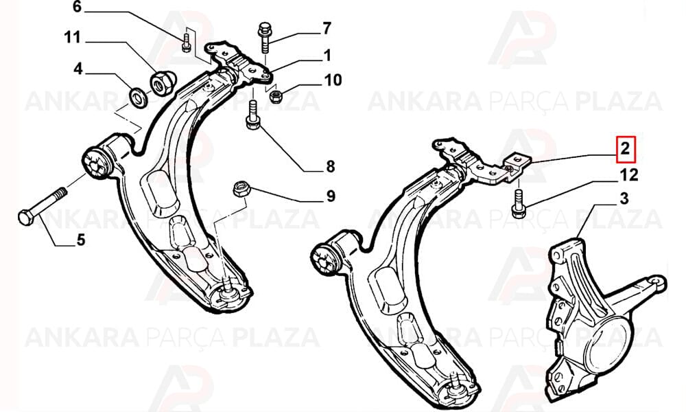 Palio 05 - 13 Ön Alt Tabla Sol Rotilli Salıncak 1,2 Cc 46539278