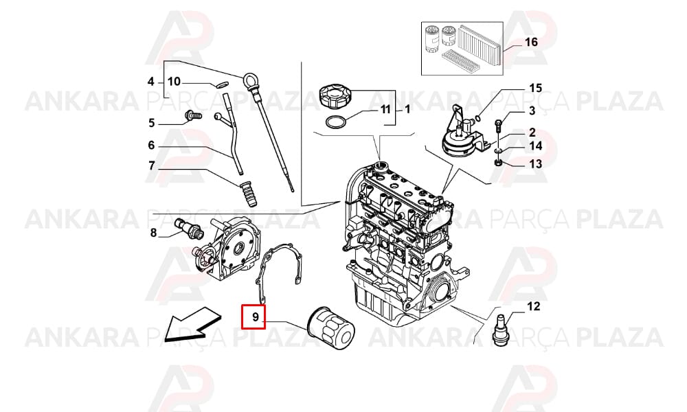 Albea, Brava, Doblo, Grande Punto, İdea, Linea 1.2 - 1.4 Yağ Filtresi Purflux