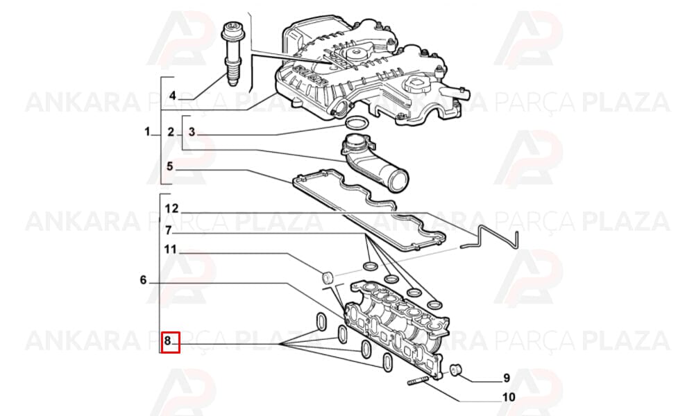 Doblo 1.9 D Emme Manifold Contası Silikon 8 Adet Oto Conta