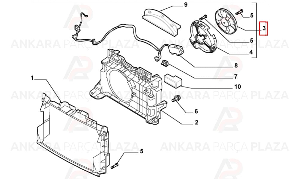 Doblo 01 - 05 Radyatör Fanı Motorlu 1.2 - 1.6Cc 7 Kanat 46723518