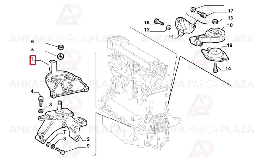 Motor Takozu Arka Şanzıman Doblo 1,3 Jtd - 1,9D - 1.9Jtd 2001 >
