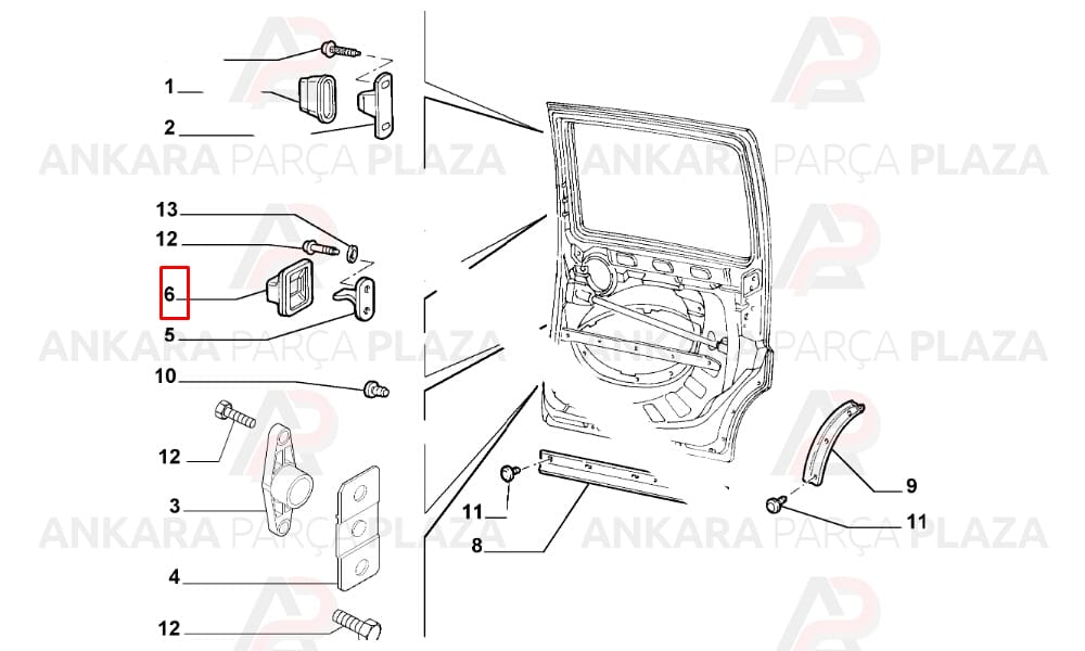 Doblo Sürgülü Kapı Kilit Karşılık Plastiği Arka Sağ Sol 2001 - 2009 Ayhan