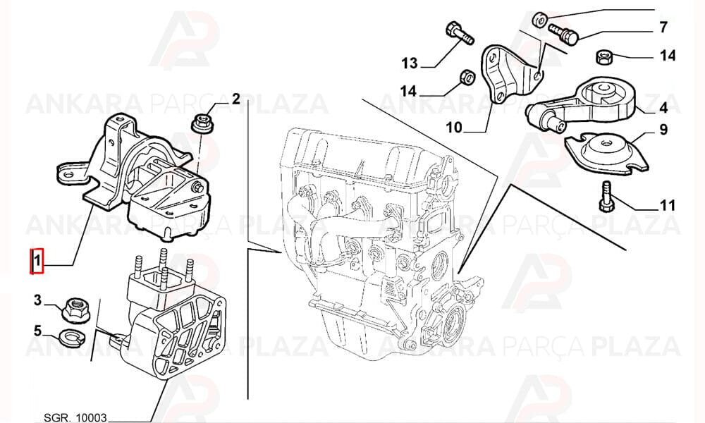 Motor Takozu Sağ Doblo 1.2 2003 >