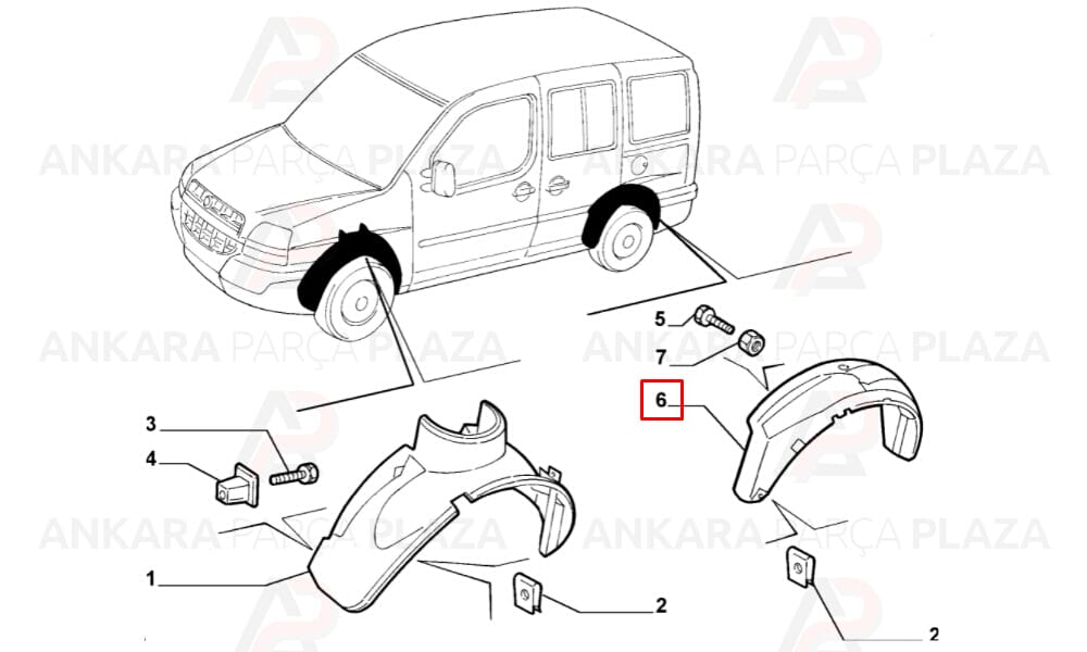 Doblo Arka Çamurluk Davlumbazı Sol 2001 - 2005 Arası Meydan