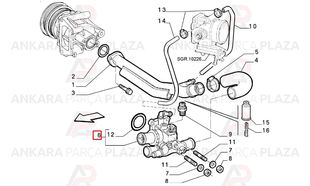 Albea Brava Bravo Palio Marea 1.6 16V Termostat Mita