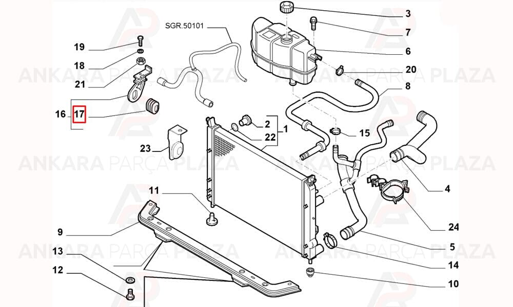 Radyatör Bağlantı Braketi Fiat Albea / Palio