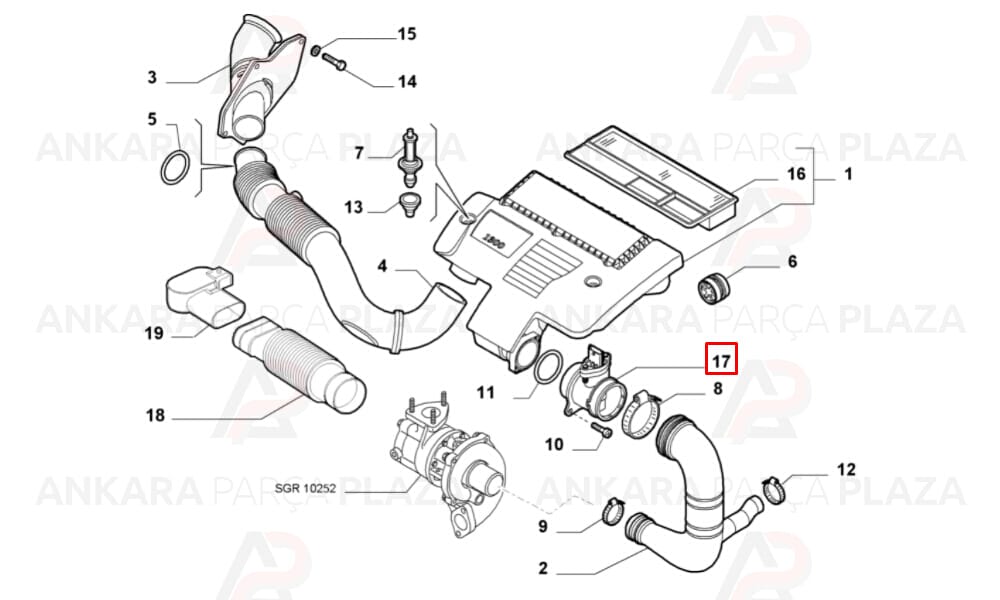 Doblo 01 - 05 Hava Akış Sensörü Debimetre 5 Fişli 1,3Jtd 46784582