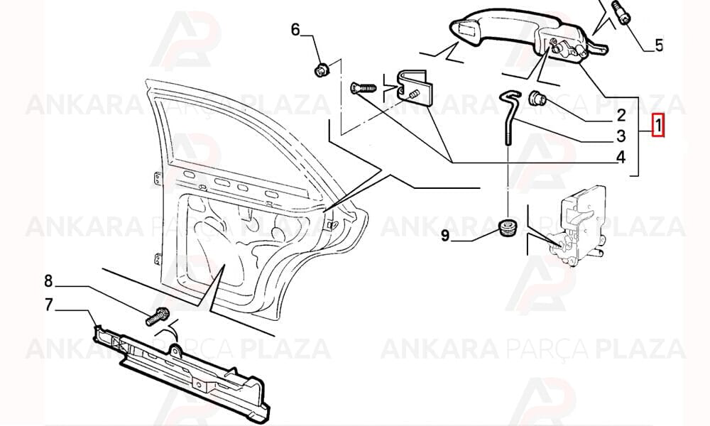 Brava 97 - 03 Arka Kapı Dış Açma Kolu Sağ Siyah 46787585