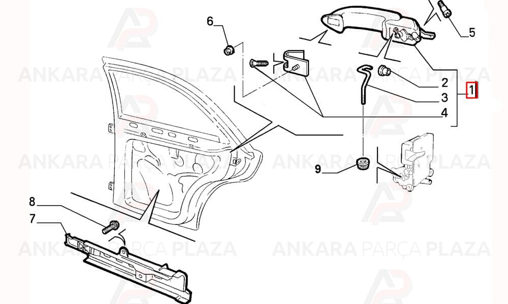 Brava 97 - 03 Arka Kapı Dış Açma Kolu Sol Siyah 46787586
