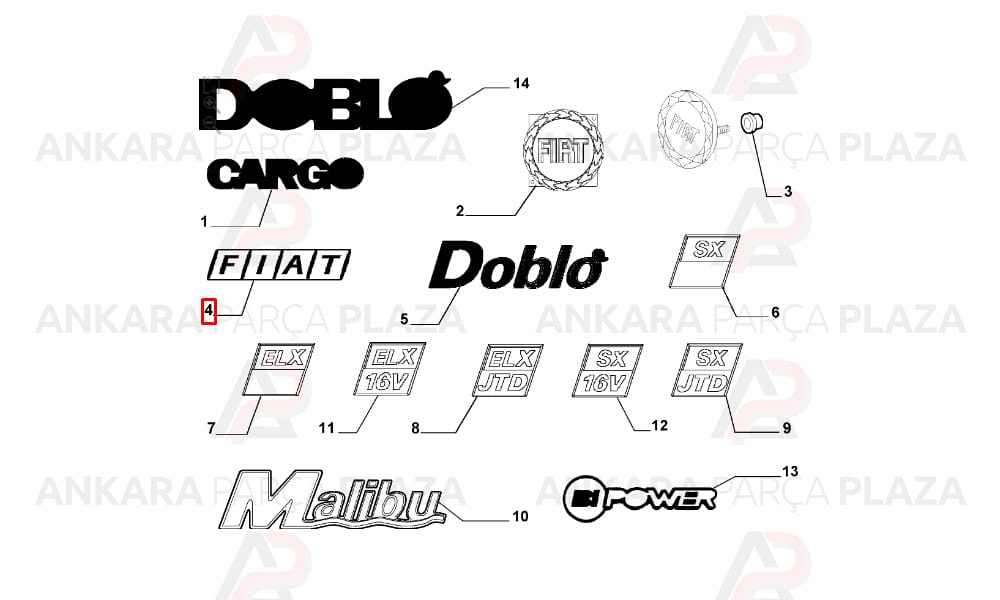 Doblo Bagaj Yazısı - Fiat - Mtj