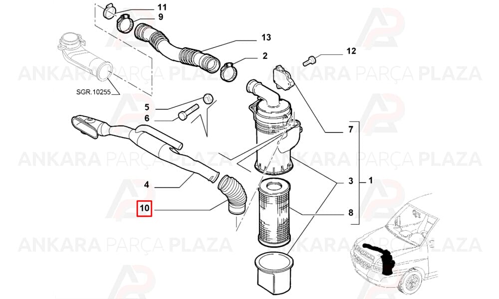 Hava Filtre Hortumu Fiat : Doblo 1.9Jtd