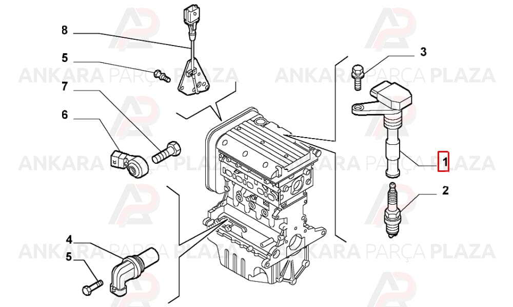 Alfa 156 2.0Jts 2.0 02 05 Gt 2.0Jts 2006 - 2010 Ateşleme Bobini Bosch
