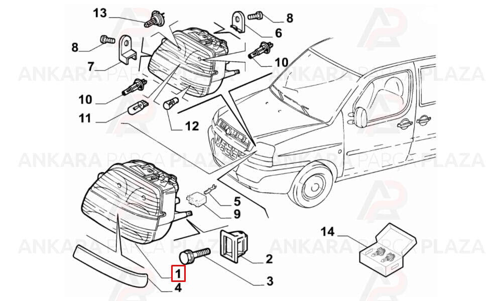 Far Sol Motorlu Sisli Doblo 2001 - 2005