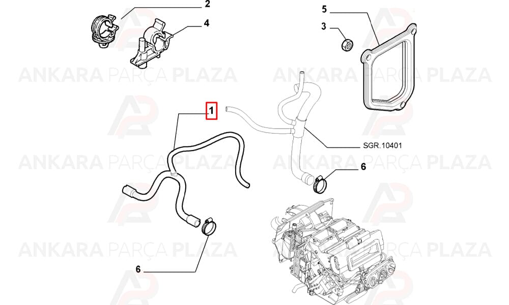 Su Borusu Motor Giriş Hortum Fiat : Palio, Albea 1.2 8V