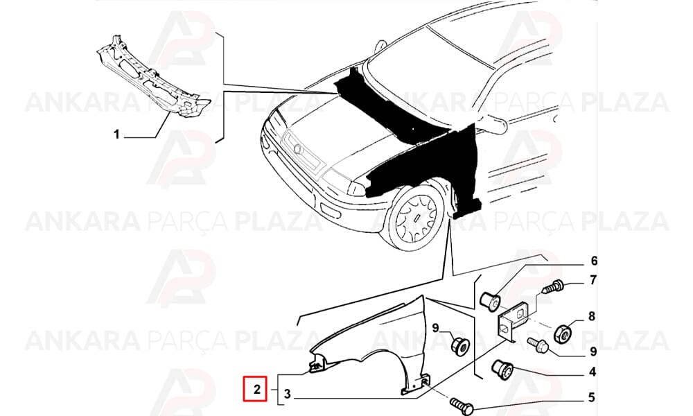 Palio, Albea Ön Çamurluk Sağ 2002 - 2006 Arası Astarlı Meydan