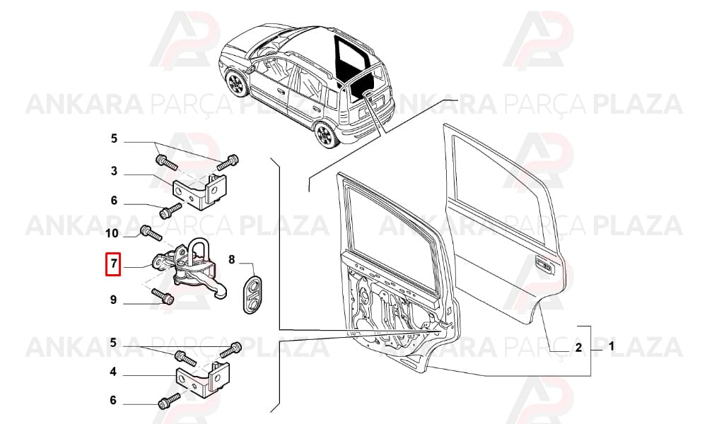 Kapı Gergisi Arka Fiat Panda 2 2003 - 2009