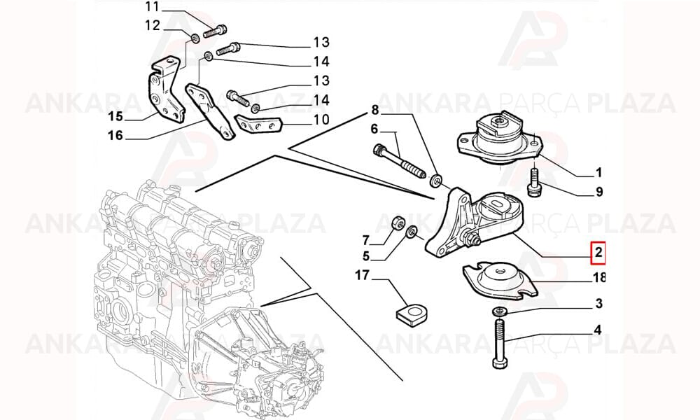 Motor Takozu Takım Doblo 1.4 8V 1.6 16V