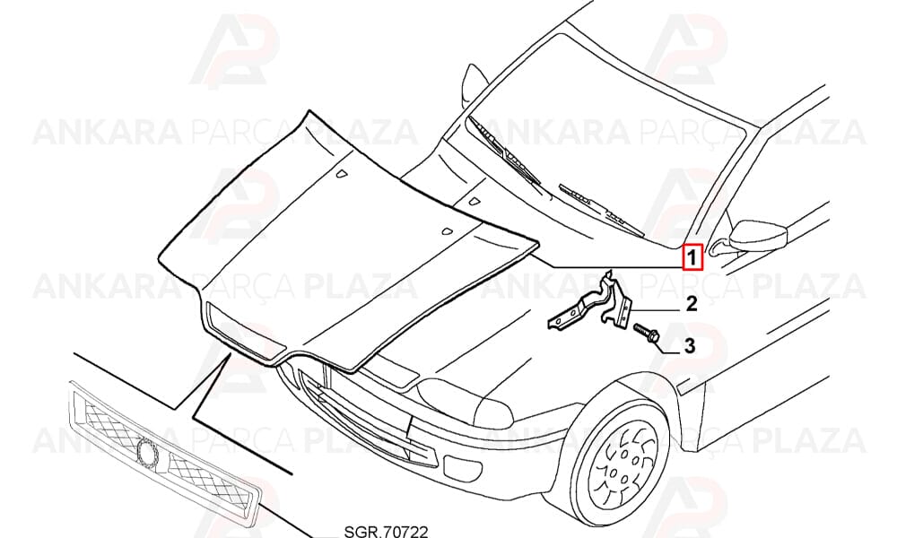 Palio 02 - 05 Motor Kaputu Gri Boyalı İceli Çekomastikli 46838158
