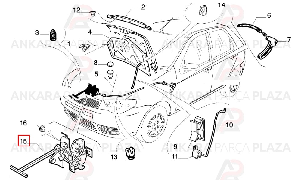 Palio 05 - 13 Kaput Dış Aç Mandalı 46847368