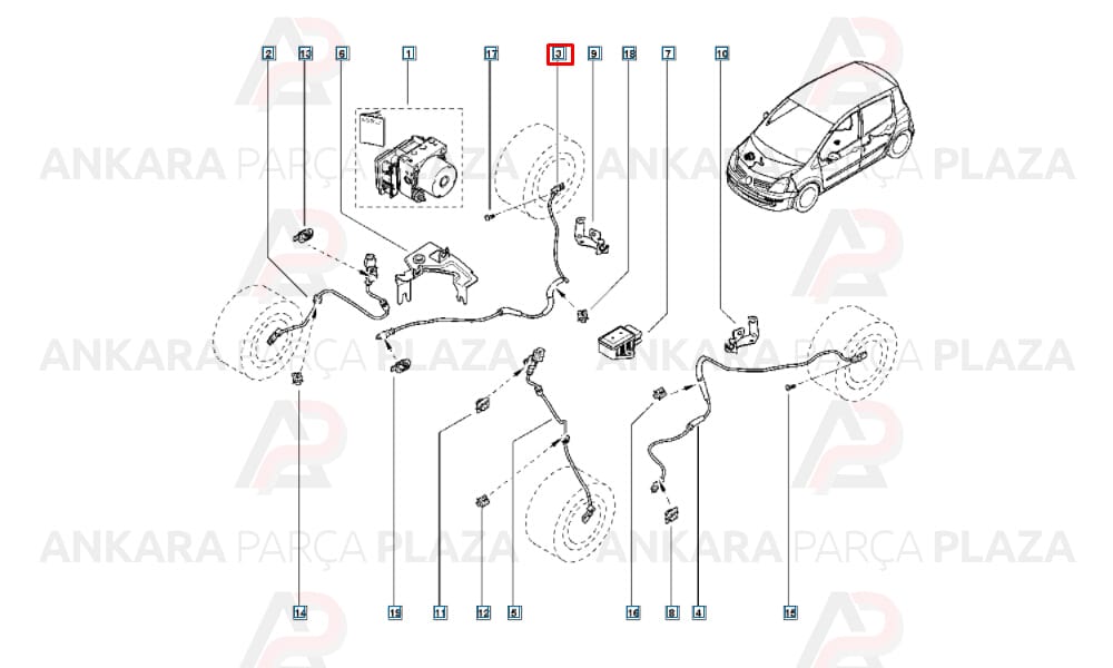 Clio 3, Modüs, Sandero Arka Abs Kablosu Delphİ 479004190R