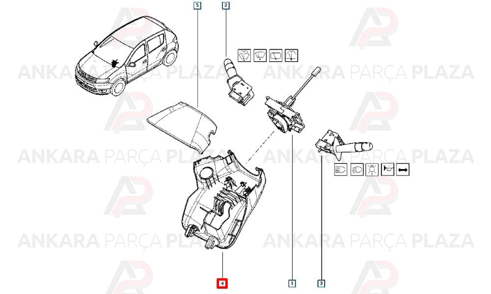 Direksiyon Alt Kapağı Dacia Sandero Y.M. 484727666R