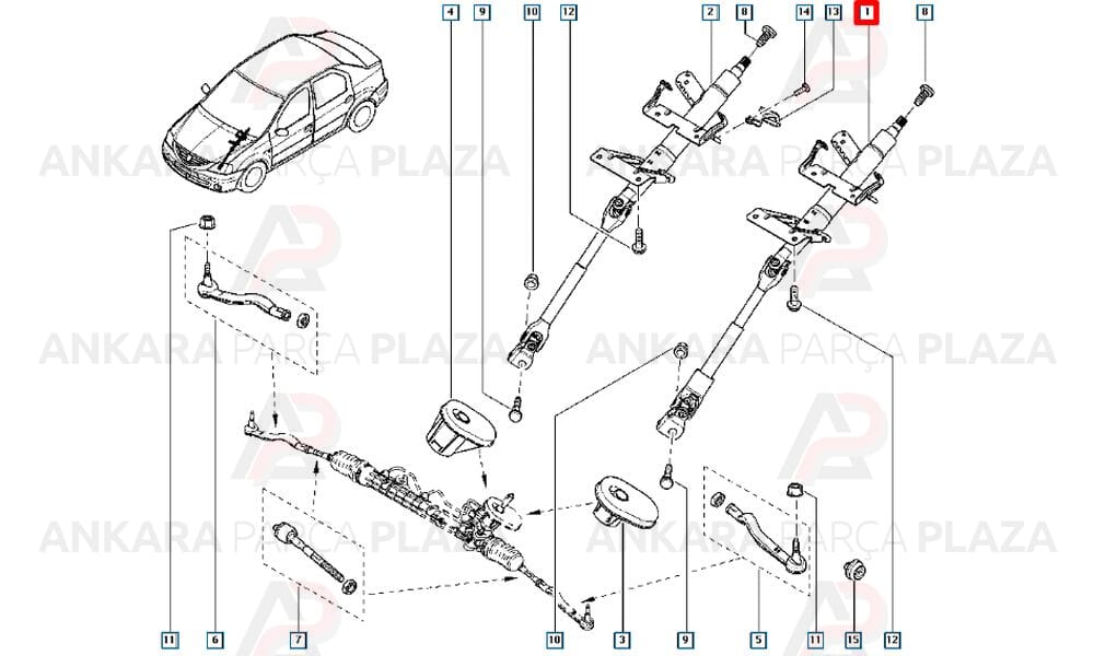 Direksiyon Mili Dacia Logan 488106415R 6001547614