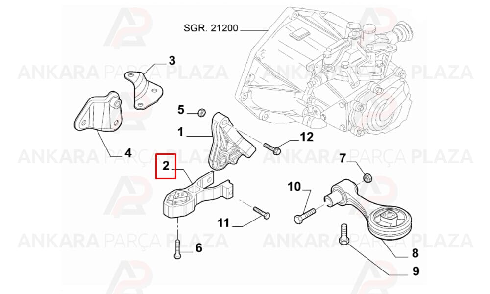 Motor Takozu Arka Grande Punto 1.2 - 1.4 - 1.3Jtd - 1.6