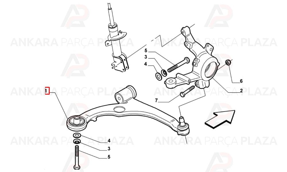Stilo 03 - 06 Ön Alt Tabla Sağ Rotilli Salıncak 14,5Mm 50705084