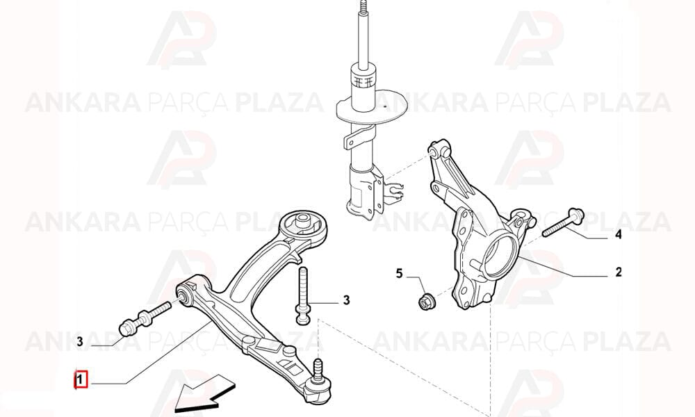 Fiat 500 10 - 17 Ön Alt Tabla Sol Rotilli Salıncak 50709579