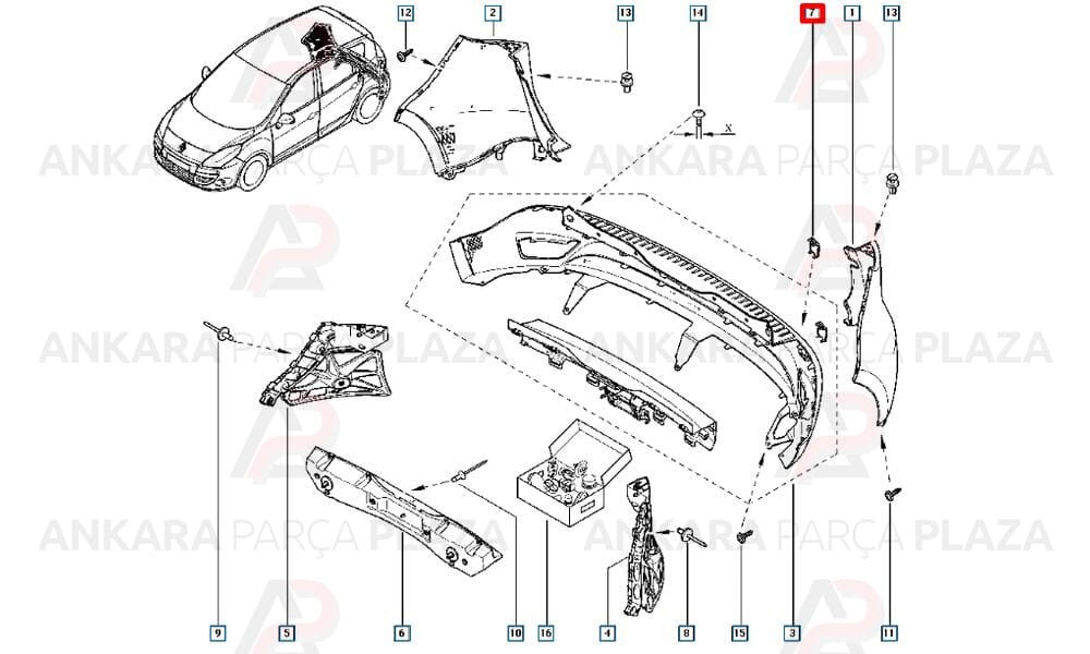 Megane Scenic 3 Tampon Çeki Demir Kapağı Arka Orijinal 511650007R