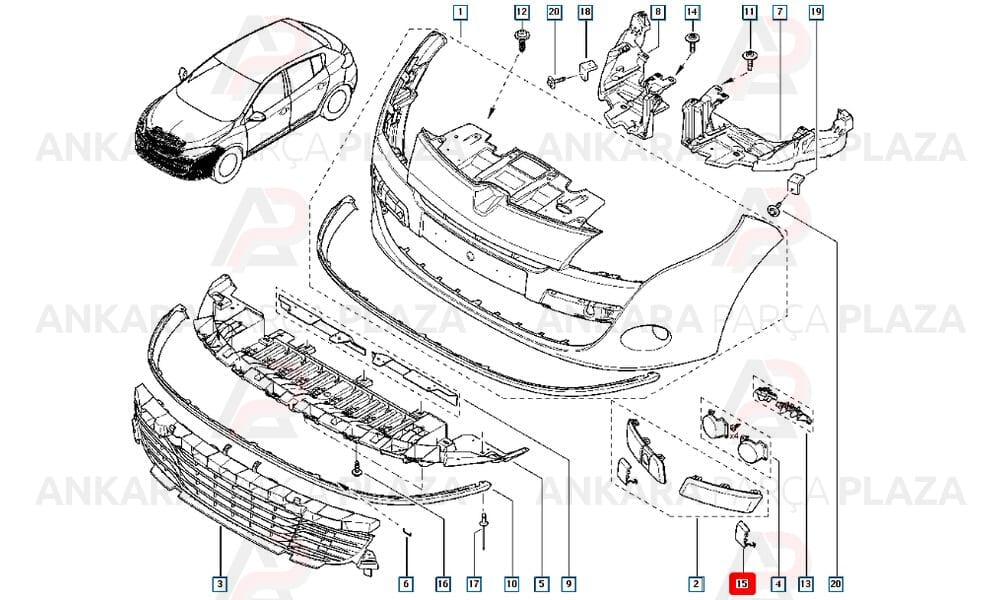 Megane 3 Hatchback Tampon Çeki Demir Kapağı Ön 2012 - 2013 Meydan
