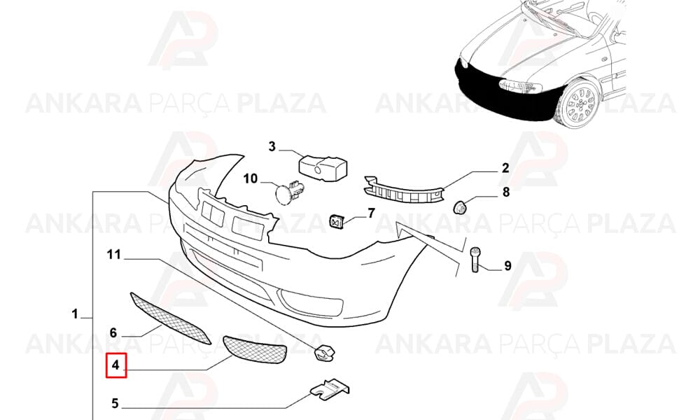 Albea Palio Sis Farı Kapak Plastiği Ön Sağ Sissiz 2005 - 2013 Meydan