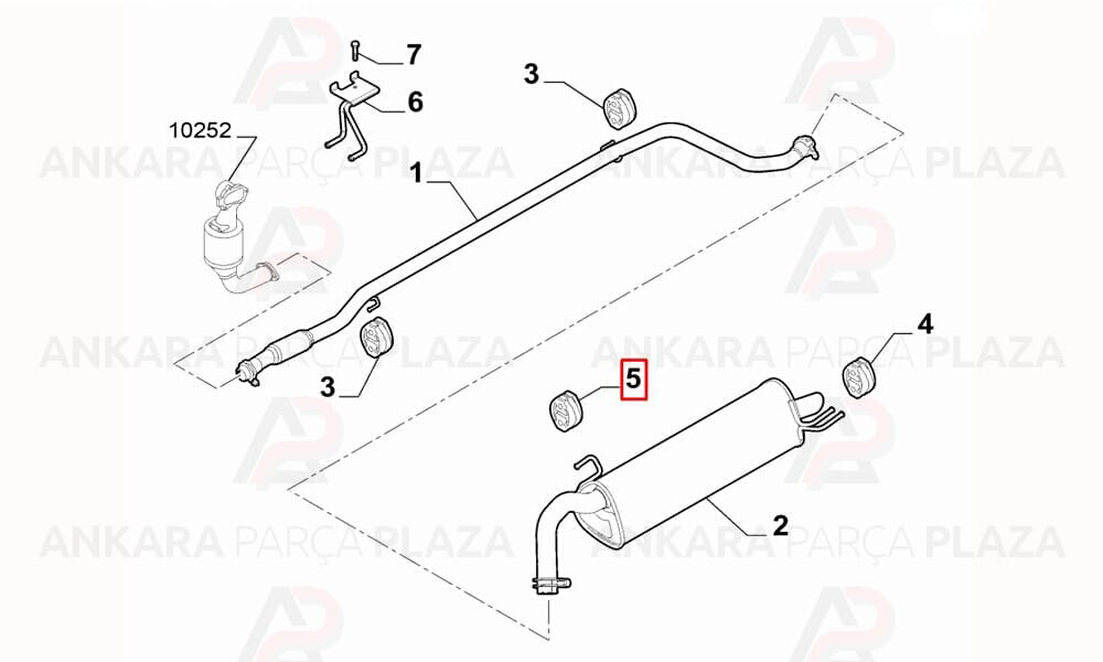 Egzoz Askı Lastiği Fiat : Palio, Siena, Albea, Doblo 01 - 10 Tüm Mot. T.