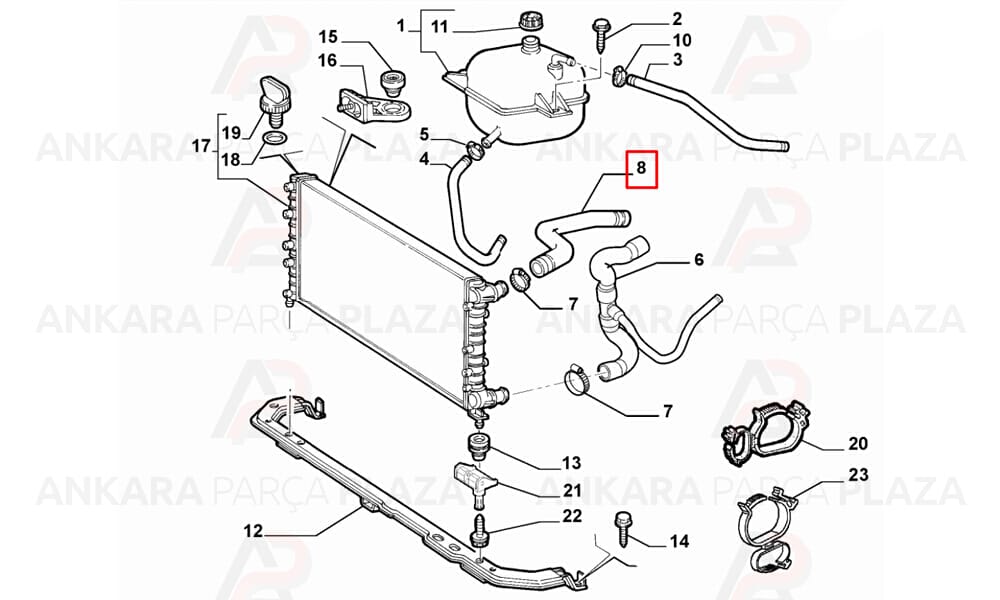 Radyatör Üst Hortumu Fiat : Doblo 1.3 Multıjet - 1.2 8V - 1.9D - 1.9Jtd