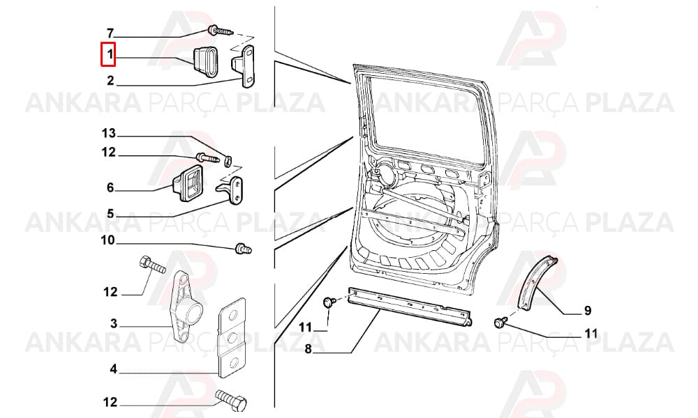 Doblo Sürgülü Kapı Kilit Karşılık Plastiği Arka Sağ Sol 2001 - 2010 Dekar