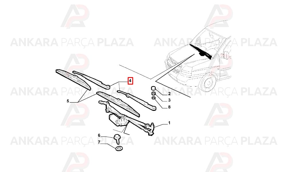Doblo 1 Silecek Kolu Sol Rbw