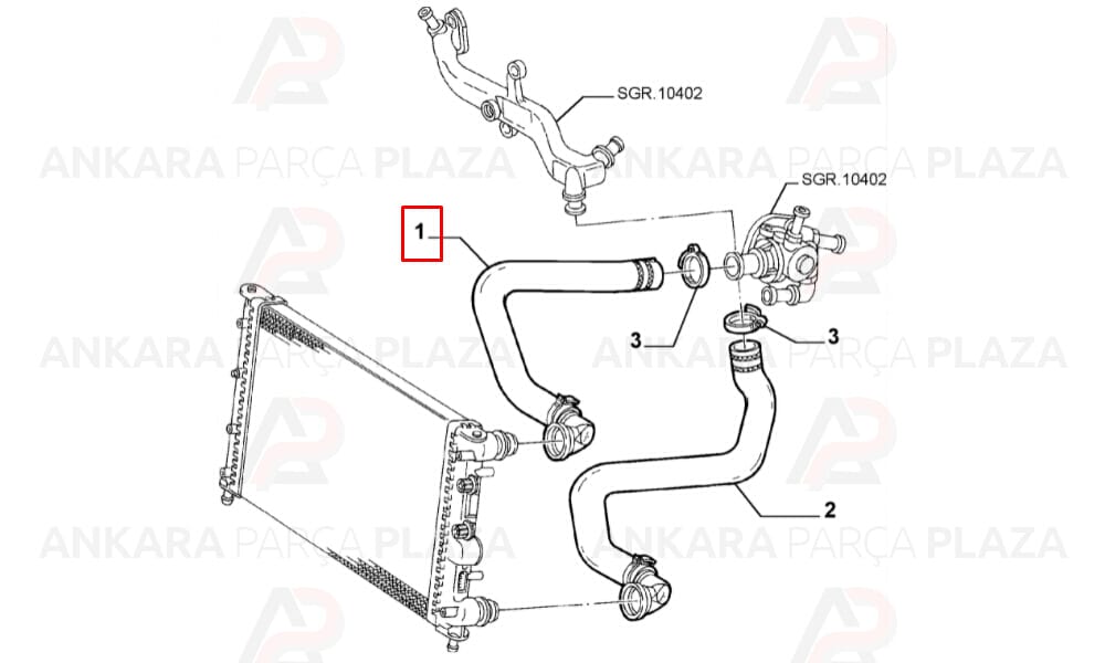 Radyatör Üst Hortumu Alfa Romeo 147 1.6 16V