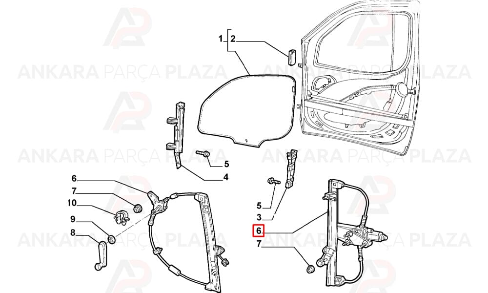 Doblo 1 - 2 Ön Sağ Cam Krikosu Elektrikli Seger