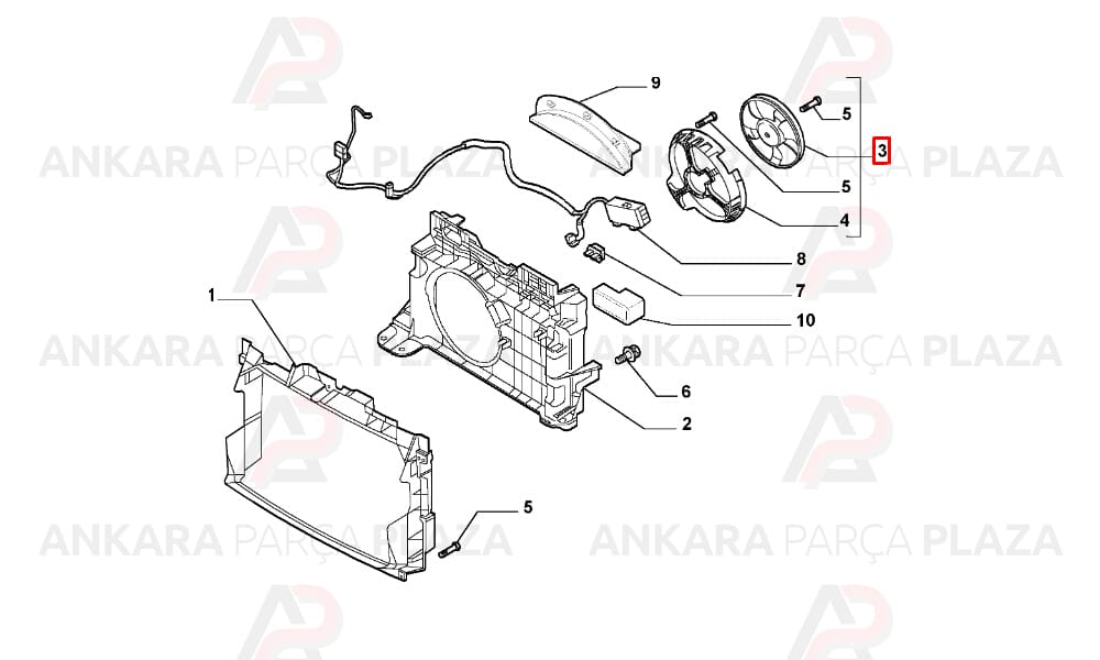 Doblo 01 - 05 Radyatör Fanı Motorlu 8 Kanat 51729495