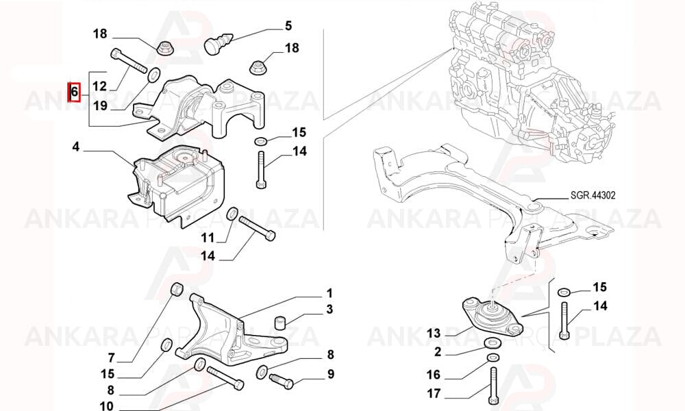 Motor Takozu Sağ Komple Şanzıman Palio Siena Albea 1,3Mjtd 2005>