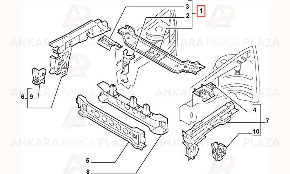 Palio 02 - 05 Ön Panel Üst Parça Gri 51733326