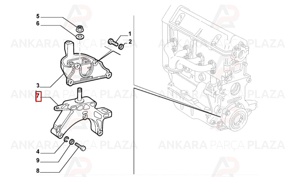 Şanzuman Takoz Bağlantı Ayağı Aliminyum Fiat Doblo