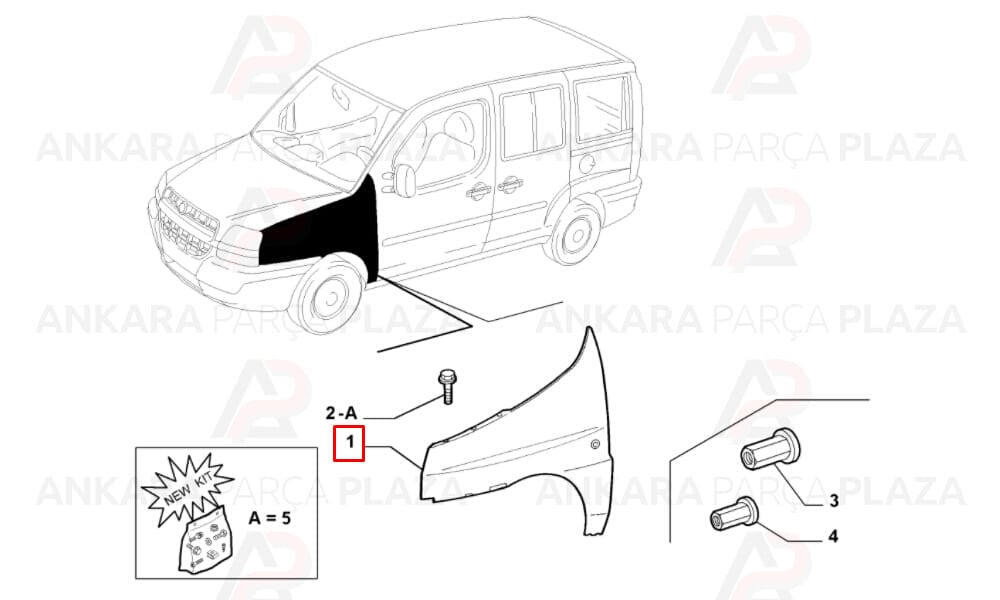Doblo 2 Ön Çamurluk Sağ 2006 - 2010 Arası Meydan