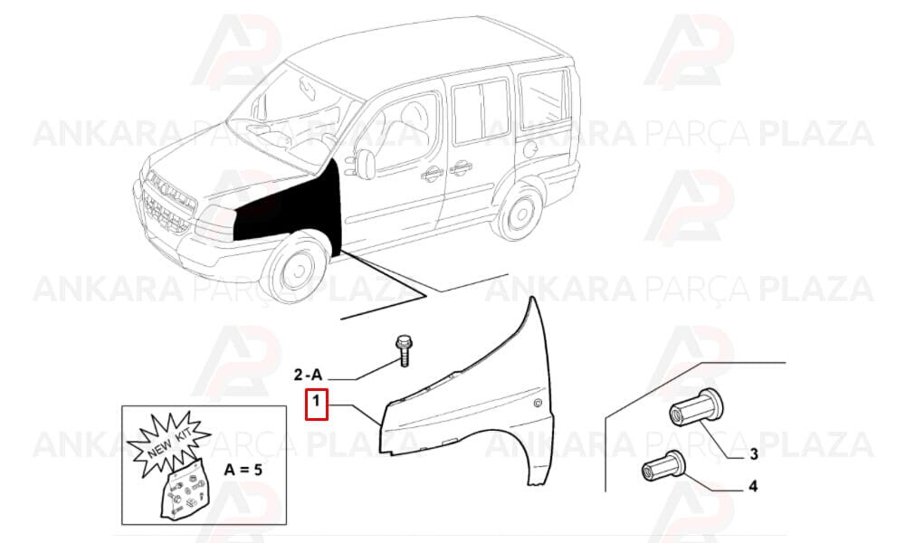 Doblo 2 Ön Çamurluk Sol 2006 - 2010 Arası Meydan
