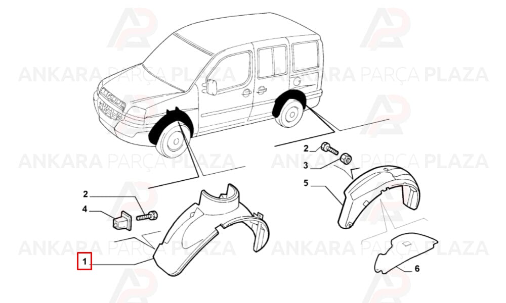 Doblo Ön Çamurluk Davlumbazı Sağ 2006 - 2010 Arası Sodsan