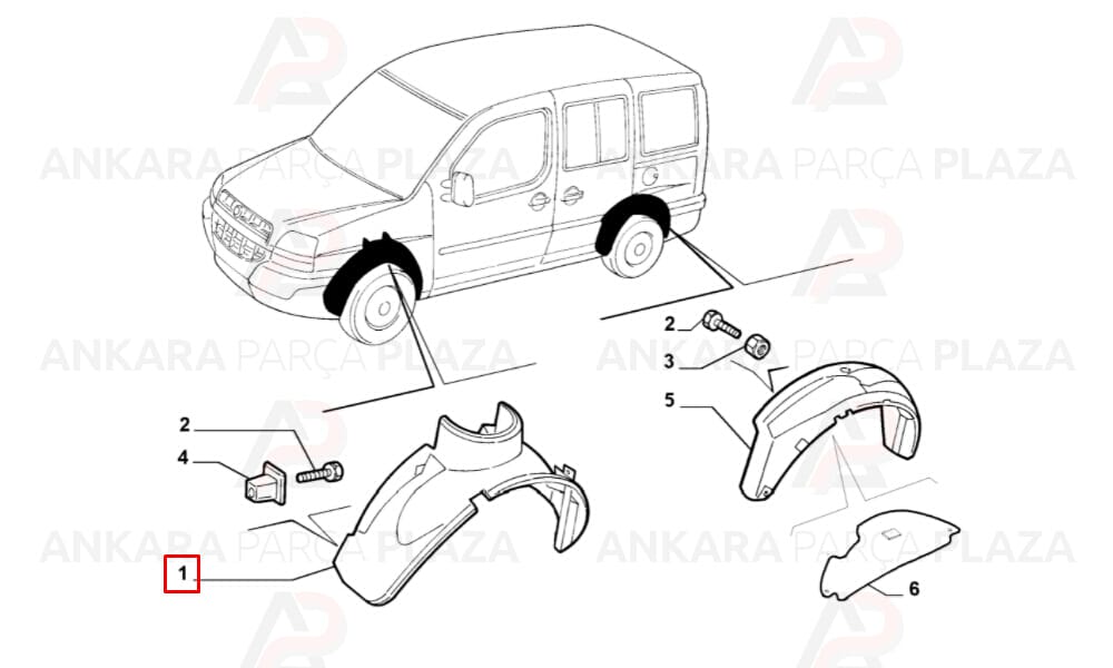 Doblo 2 Ön Çamurluk Davlumbazı Sol 2006 - 2010 Arası Meydan