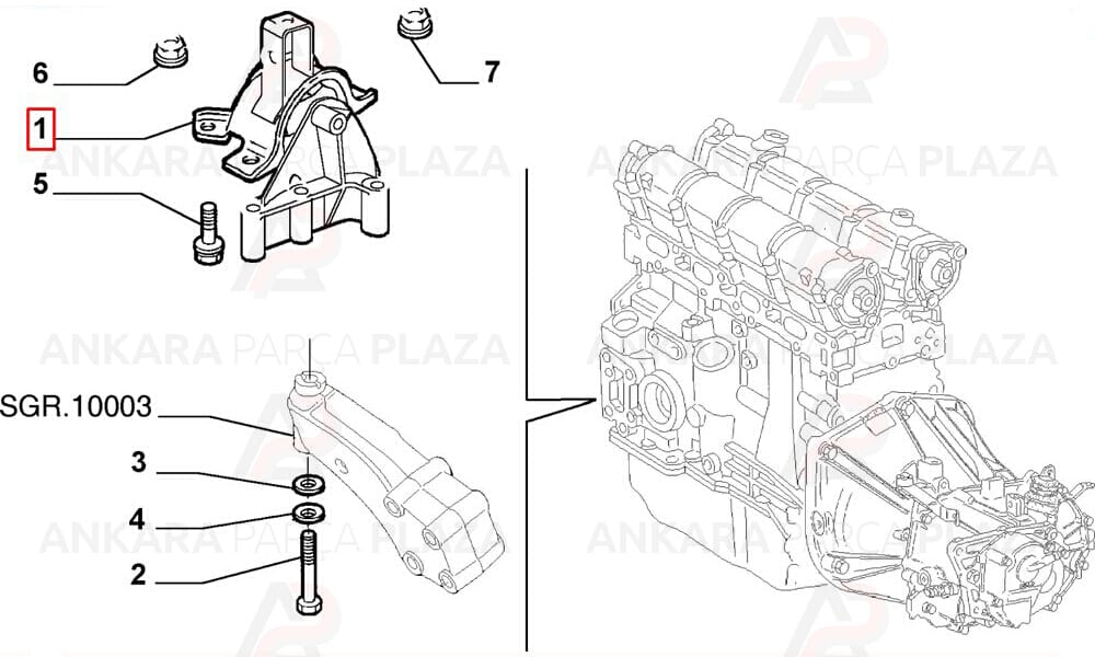 Motor Takozu Sağ Fiat : Doblo 1.6 16V 2001>