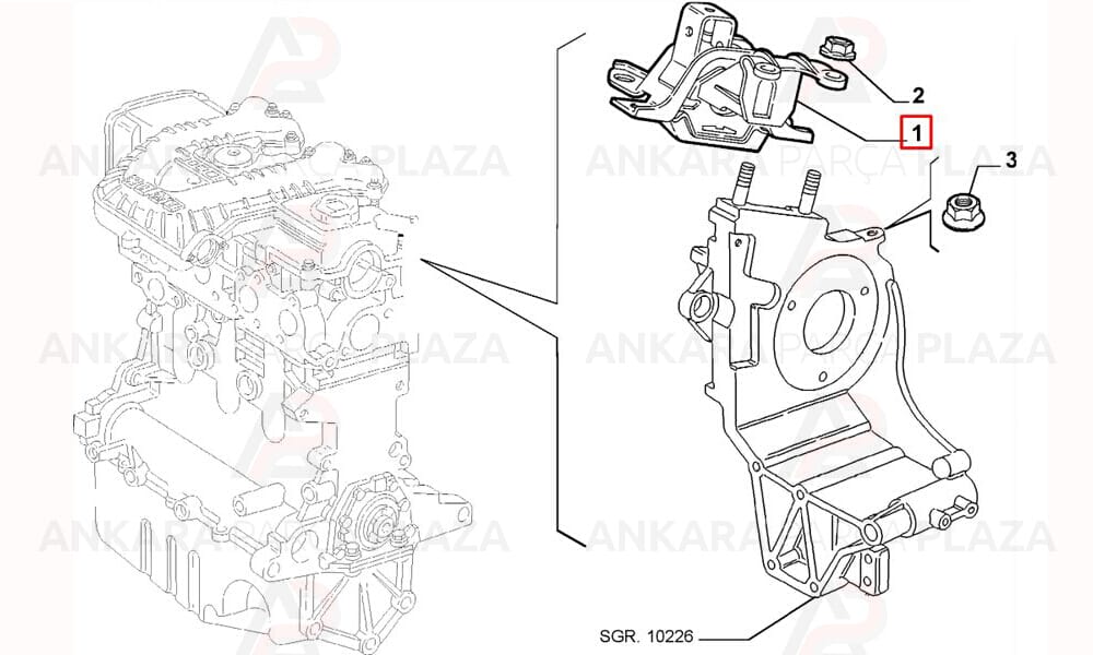 Motor Takozu Sağ Doblo 1.9D 1.9Jtd 2001 >